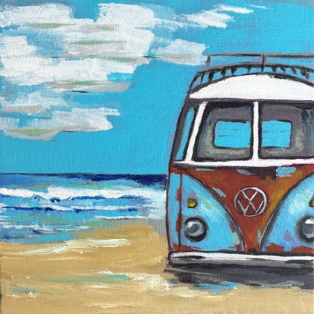 Retro Tide art by Natalie Dicken. 8"x8" Acrylic paint on canvas 