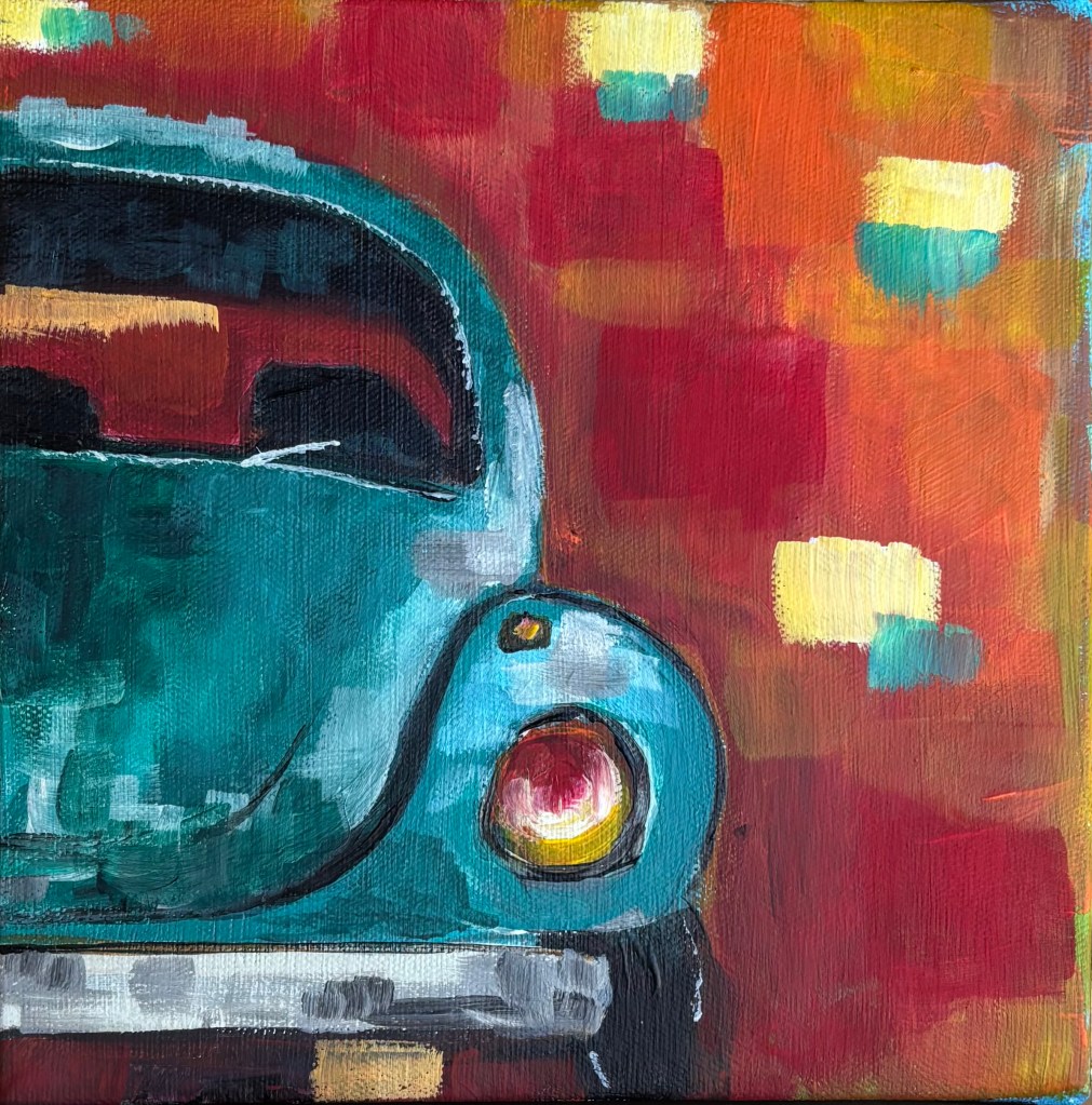 Vintage Ride art by Natalie Dicken. 8"x8" Acrylic paint on canvas 